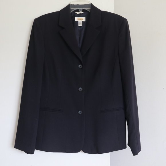 Talbots Wool Suit Skirt 10 Jacket 12 Set Blue